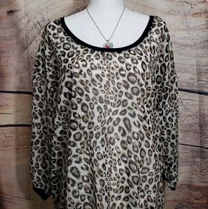 MIX & CO SHEER LEOPARD PRINT BLOUSE XL